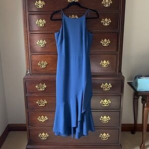 White House Black Market High Low Blue Dress